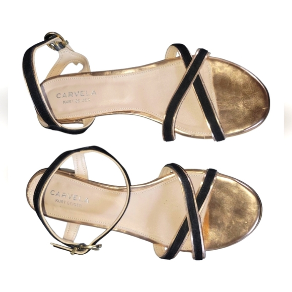 Carvela Kurt Geiger Black and Bronze Rose Gold Ankle Buckle Sandals 38 - Picture 8 of 8